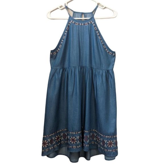 ALTAR'D STATE Chambray Embroidered Sun Dress Small - Picture 3 of 10